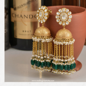 Front home page Green and Golden jhumka